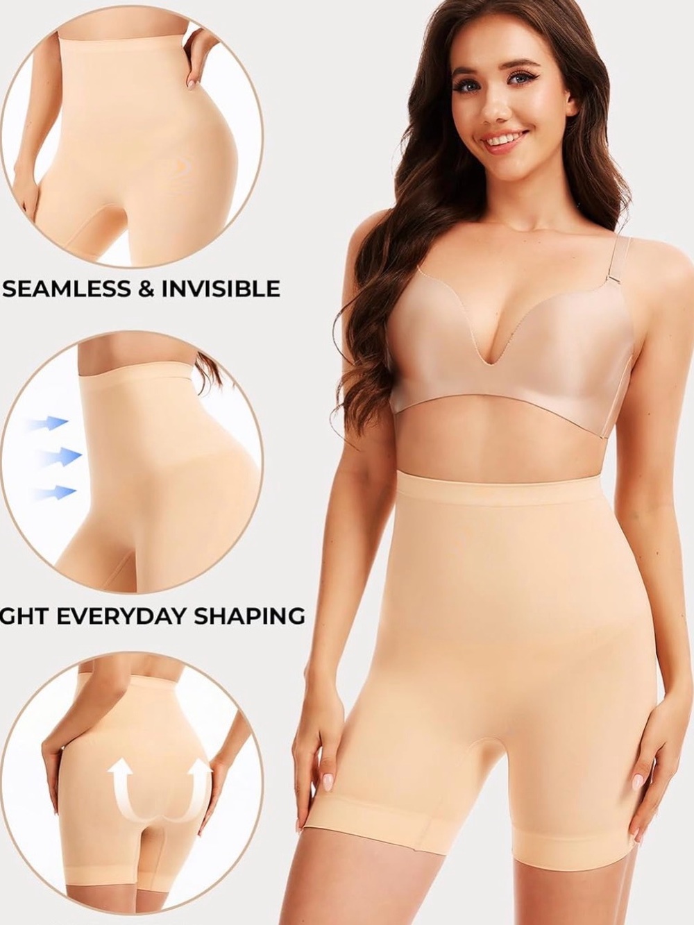 High-Waist Shaping Shorts Pack - Nude & Black Seamless Shapewear - Picture 2 of 11